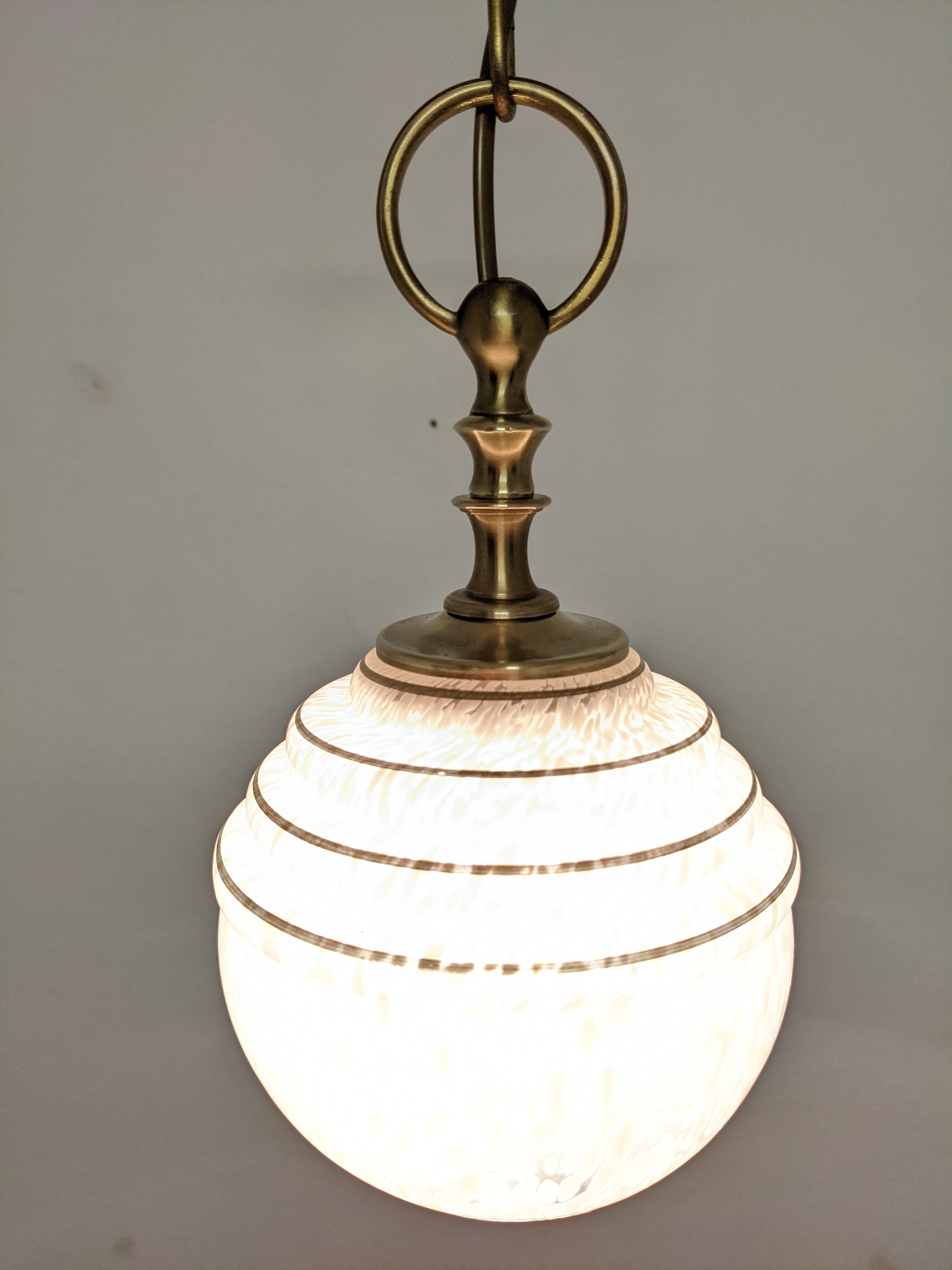 Vintage glass pendant lamp from Clichy