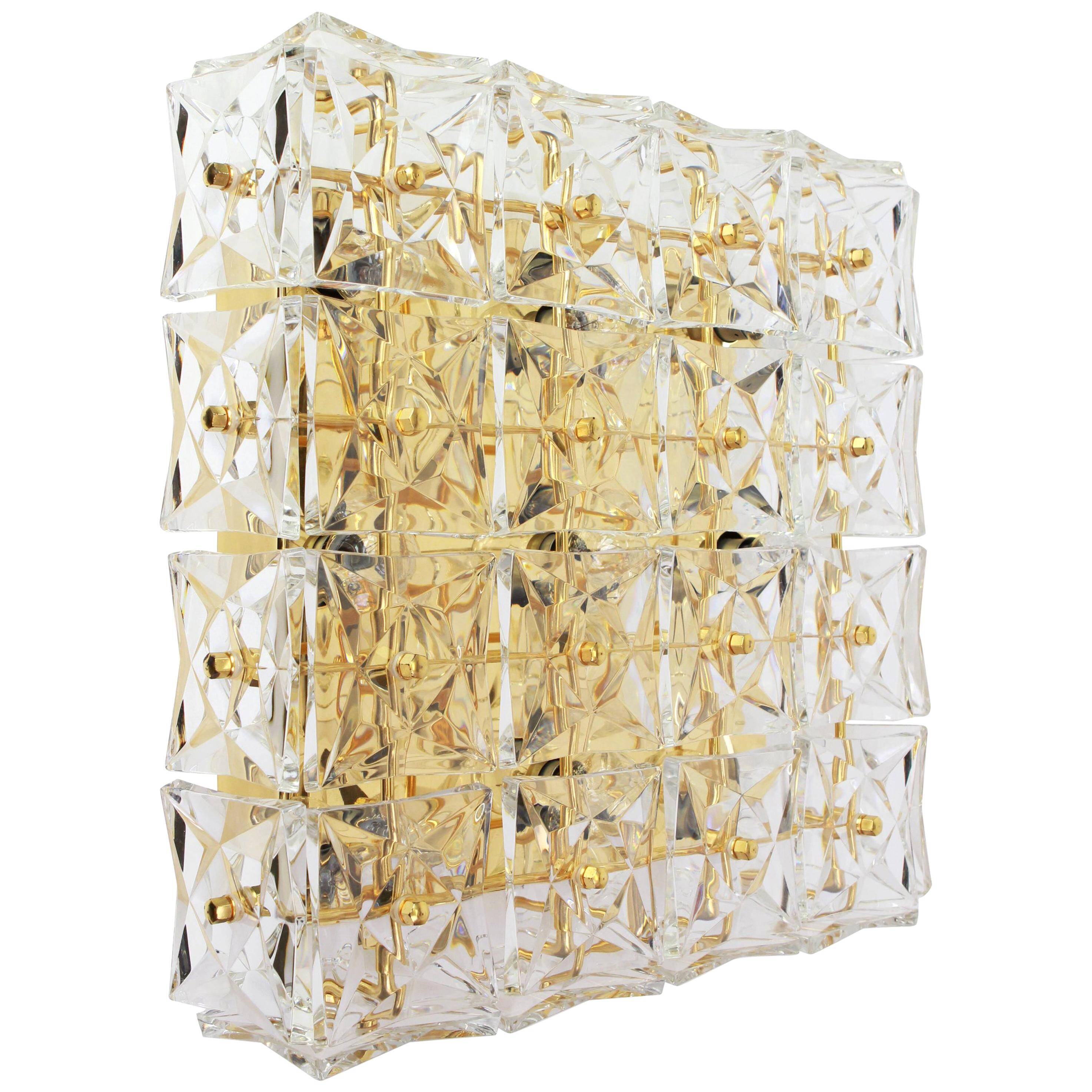 Large faceted crystal ceiling light by Kinkeldey, Germany, 1970s.