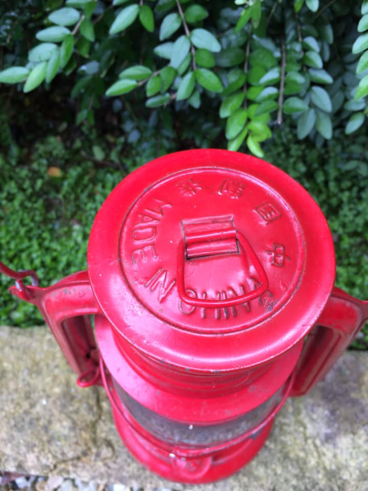 Red metal storm lamp. Swallow Brand