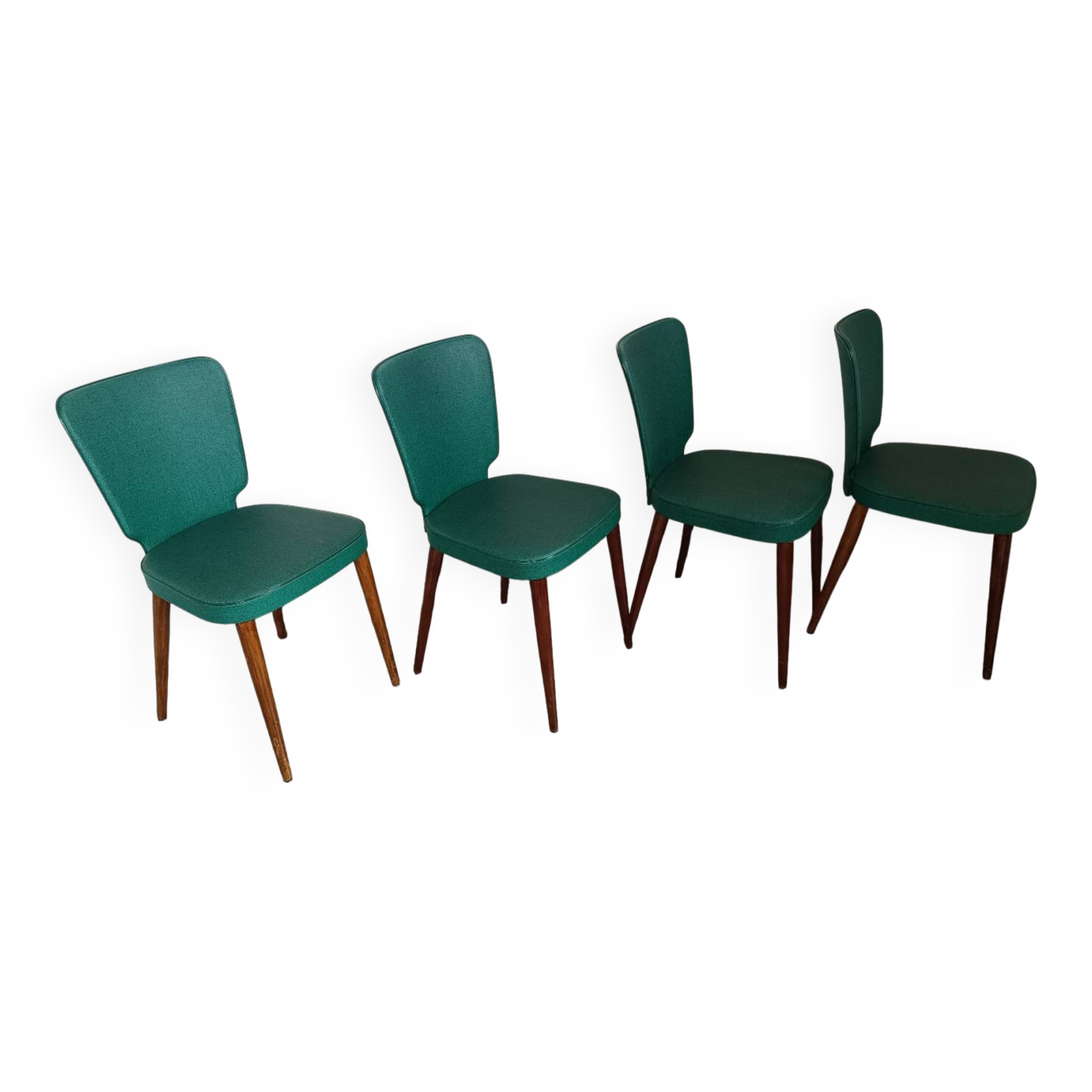 Lot de 4 chaises vintage scandinave verte et bois