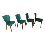 Lot de 4 chaises vintage scandinave verte et bois