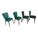 Set of 4 vintage Scandinavian chairs in green and wood.