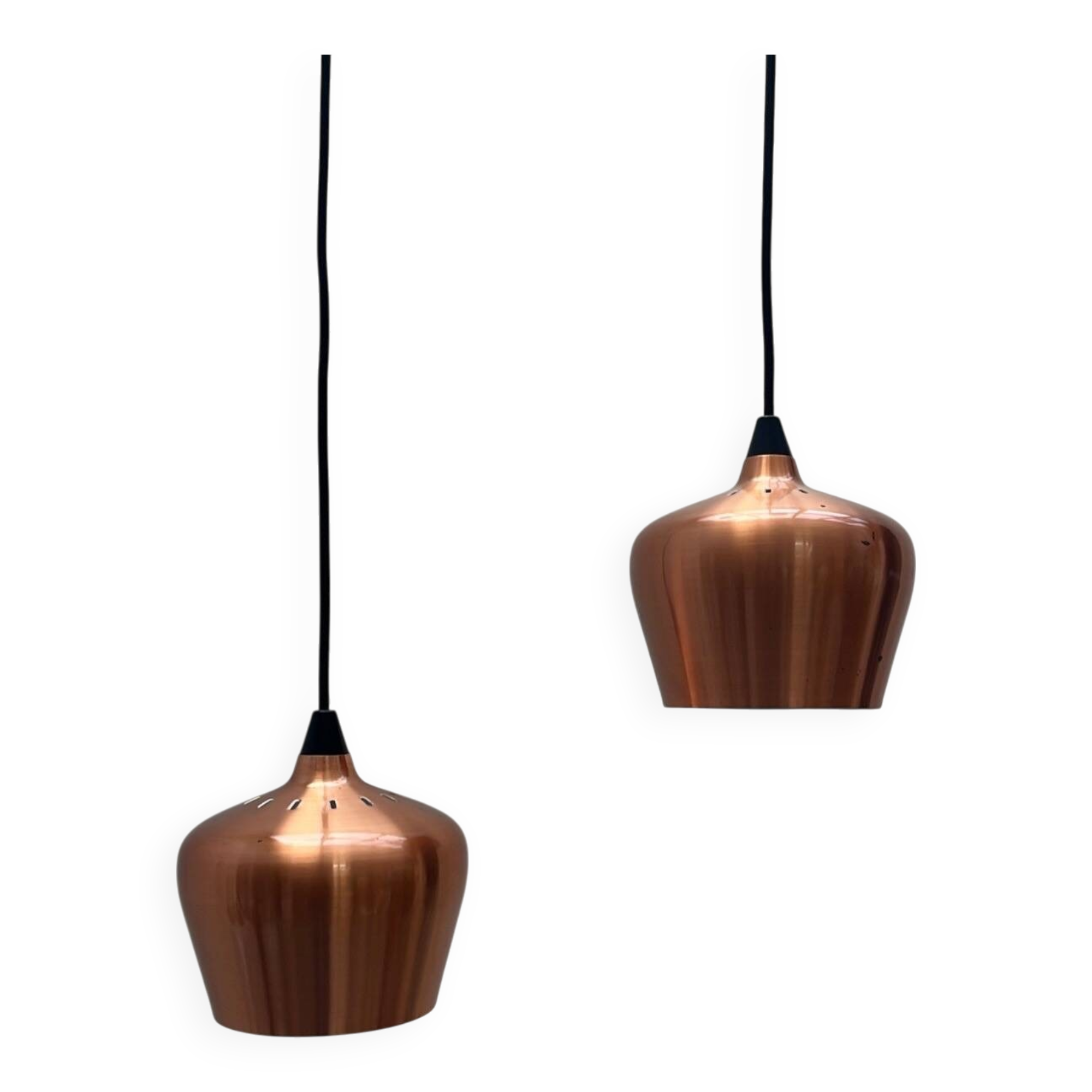 Copper metal pendant lights by Frandsen