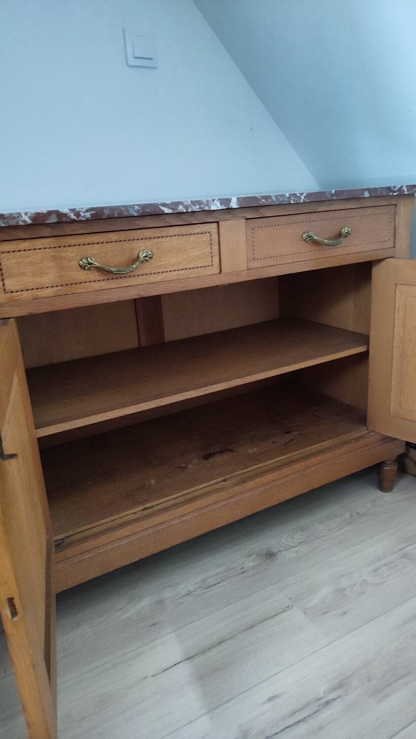 Art Deco oak and marble sideboard