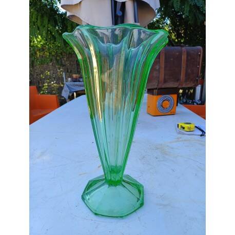 Green glass vase