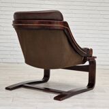 Chaises longues en cuir marron des années 1970 par Ake Fribytter pour Nelo Suède.