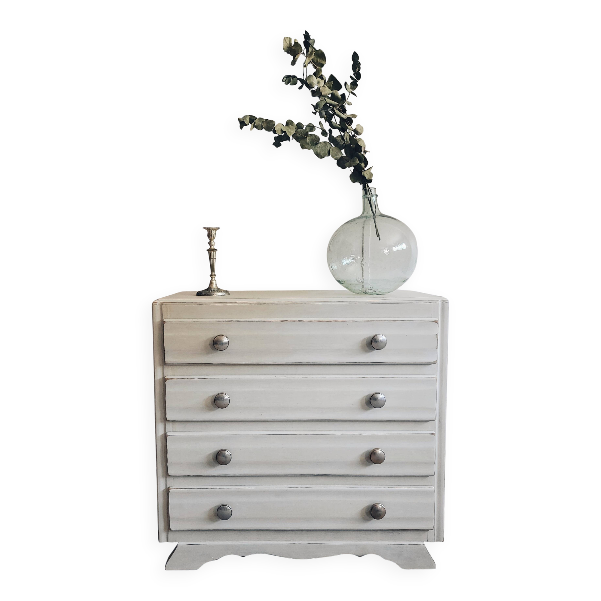 Commode Art Déco blanche patinée