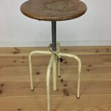 Workshop stool with system, metal and wood, adjustable industrial style