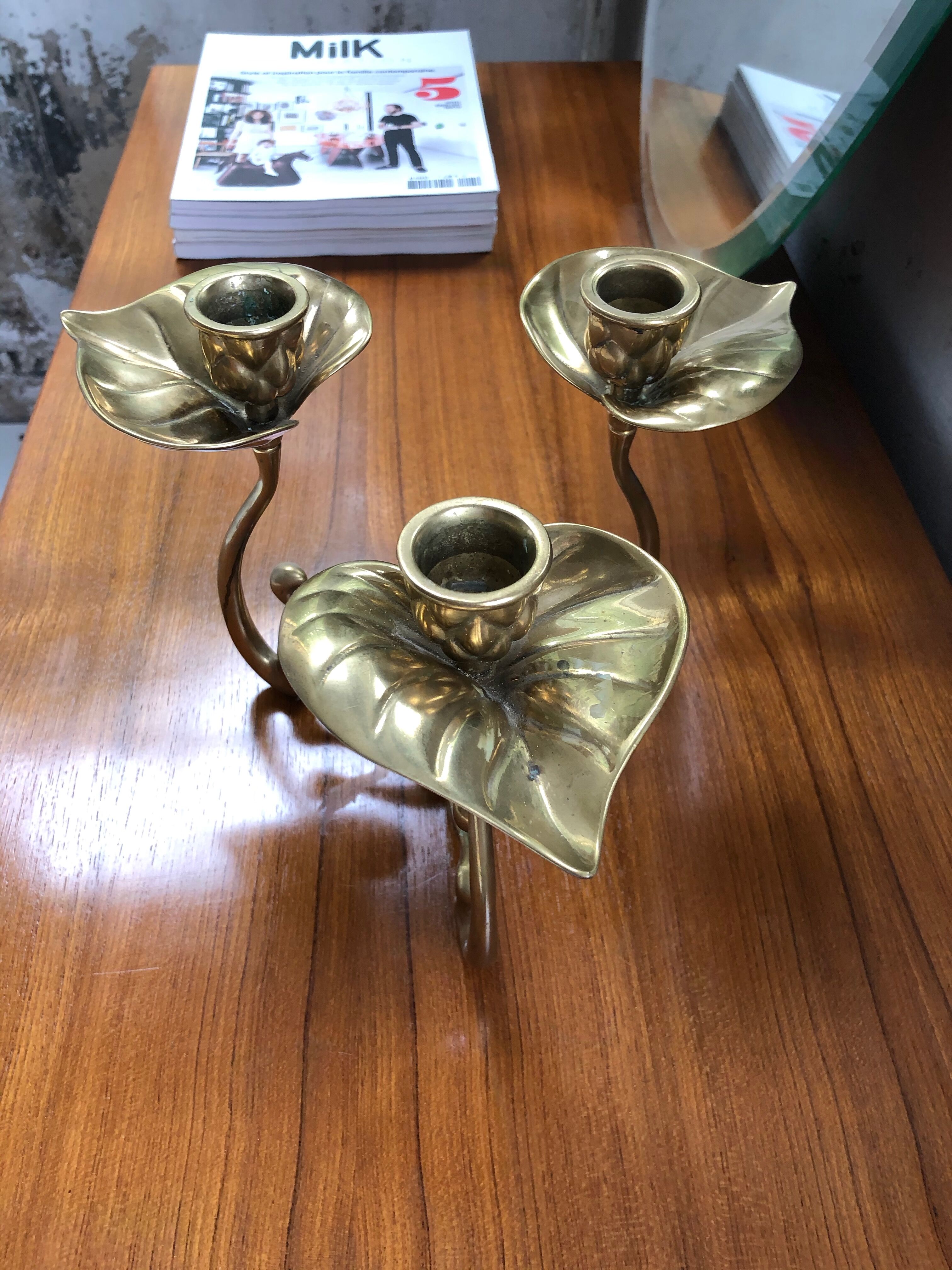 Large candlestick brass flowers