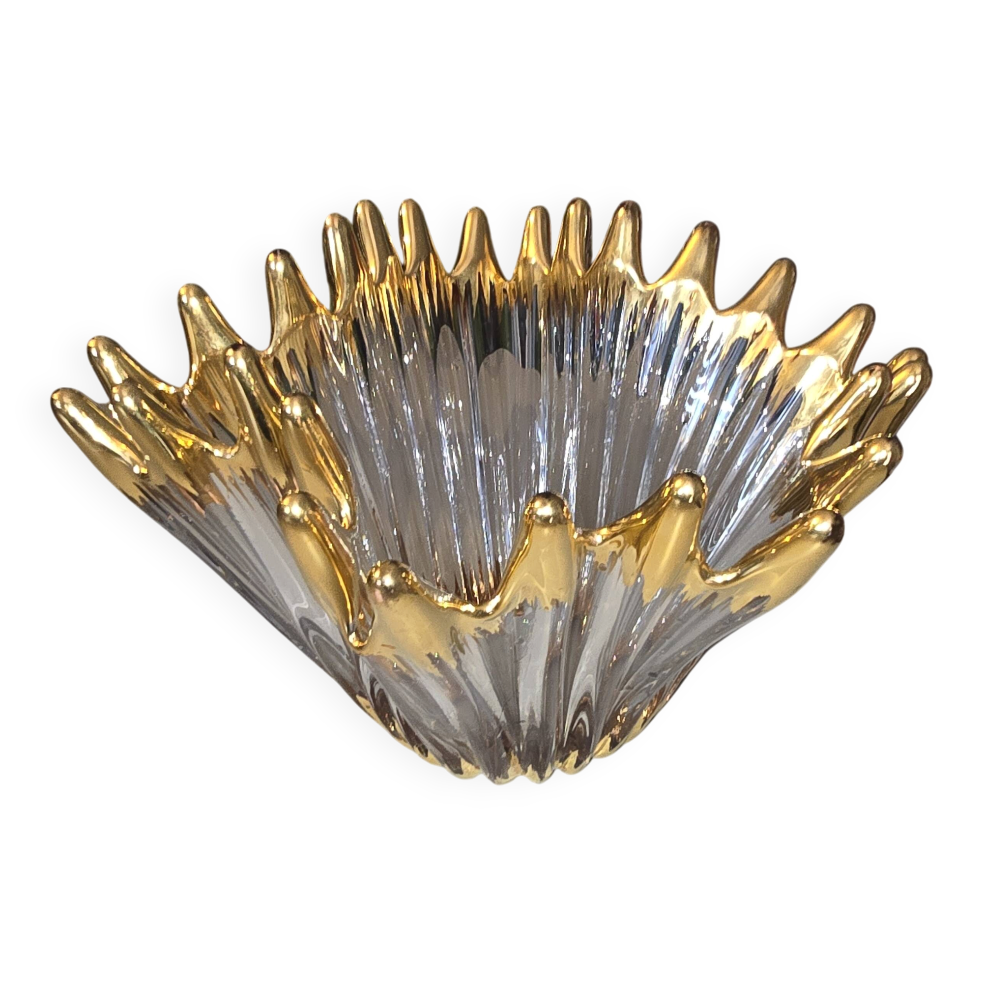 Free-form crystal bowl with fine gold gilding – Vintage 1950s/1960s