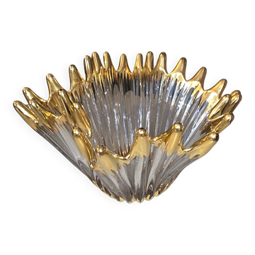 Free-form crystal bowl with fine gold gilding – Vintage 1950s/1960s