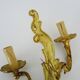 Antique double-light bronze wall light with acanthus leaves. 1950s