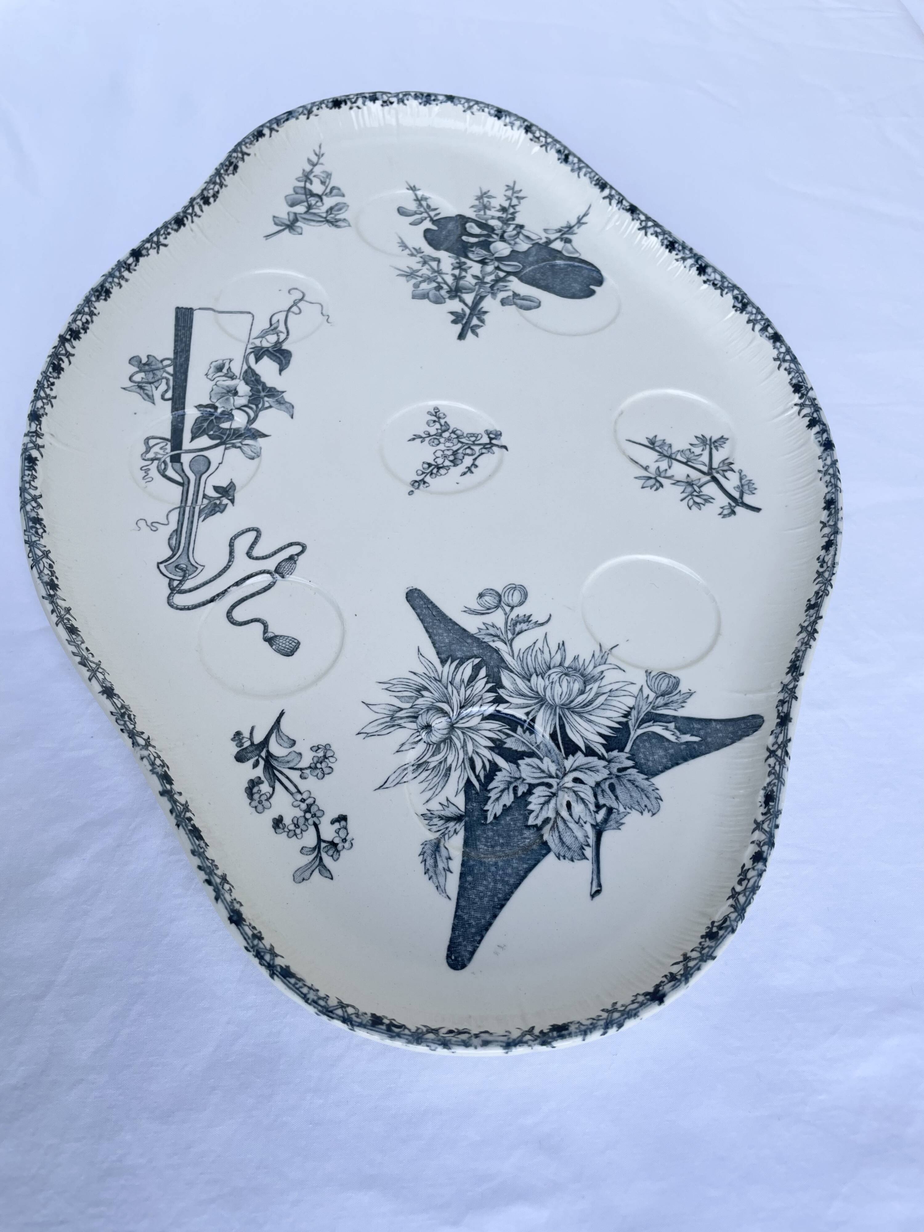Old earthenware egg dish – Émile Bourgeois, late 19th century