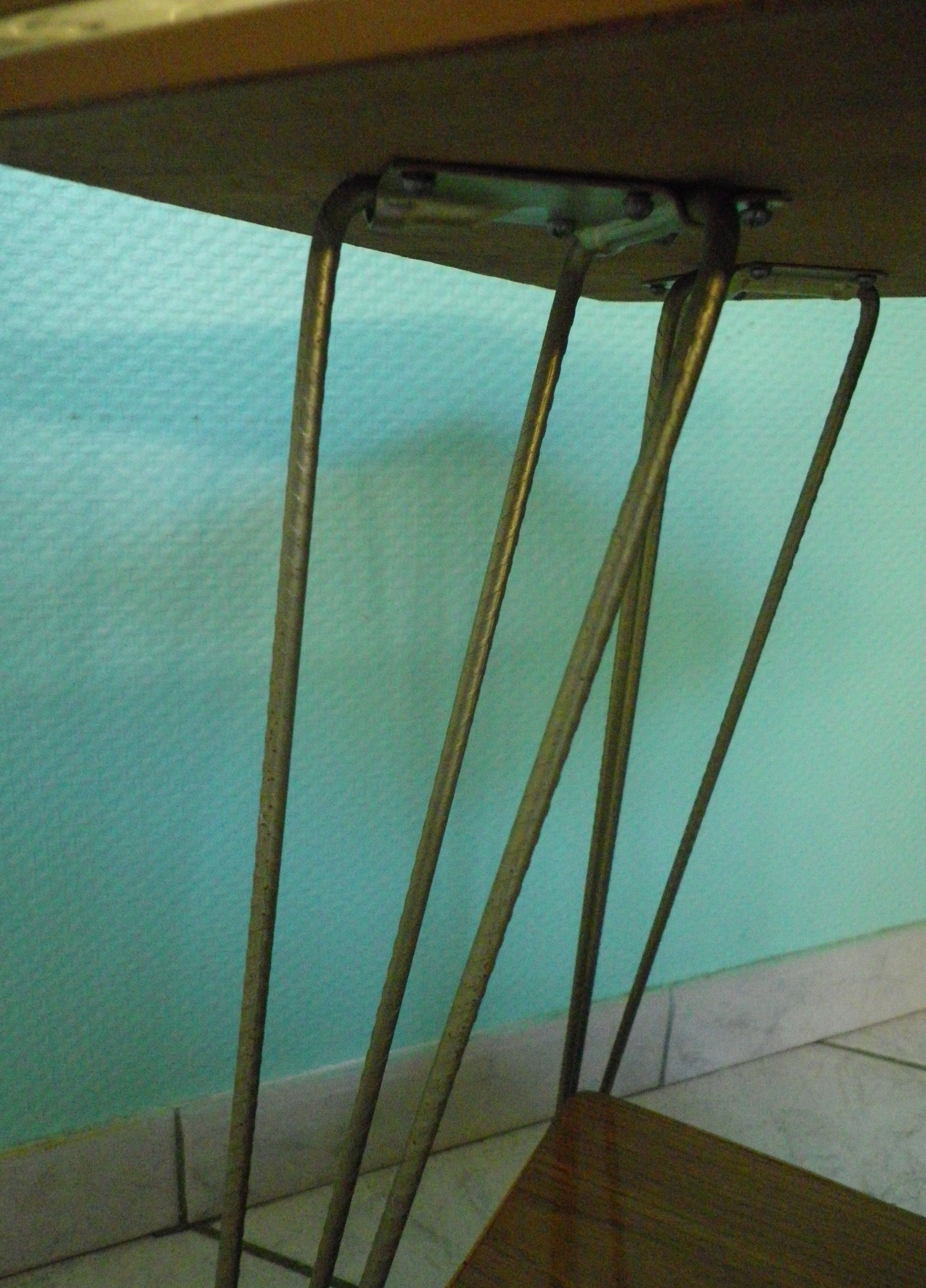 Formica side shelf, 2 shelves, gold metal - 60s