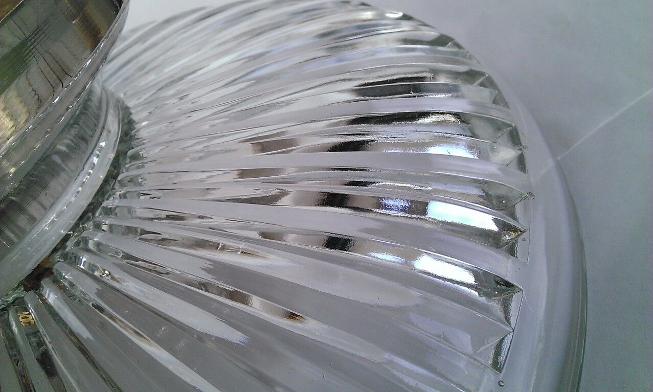 Glass Art Deco bowl with metal base