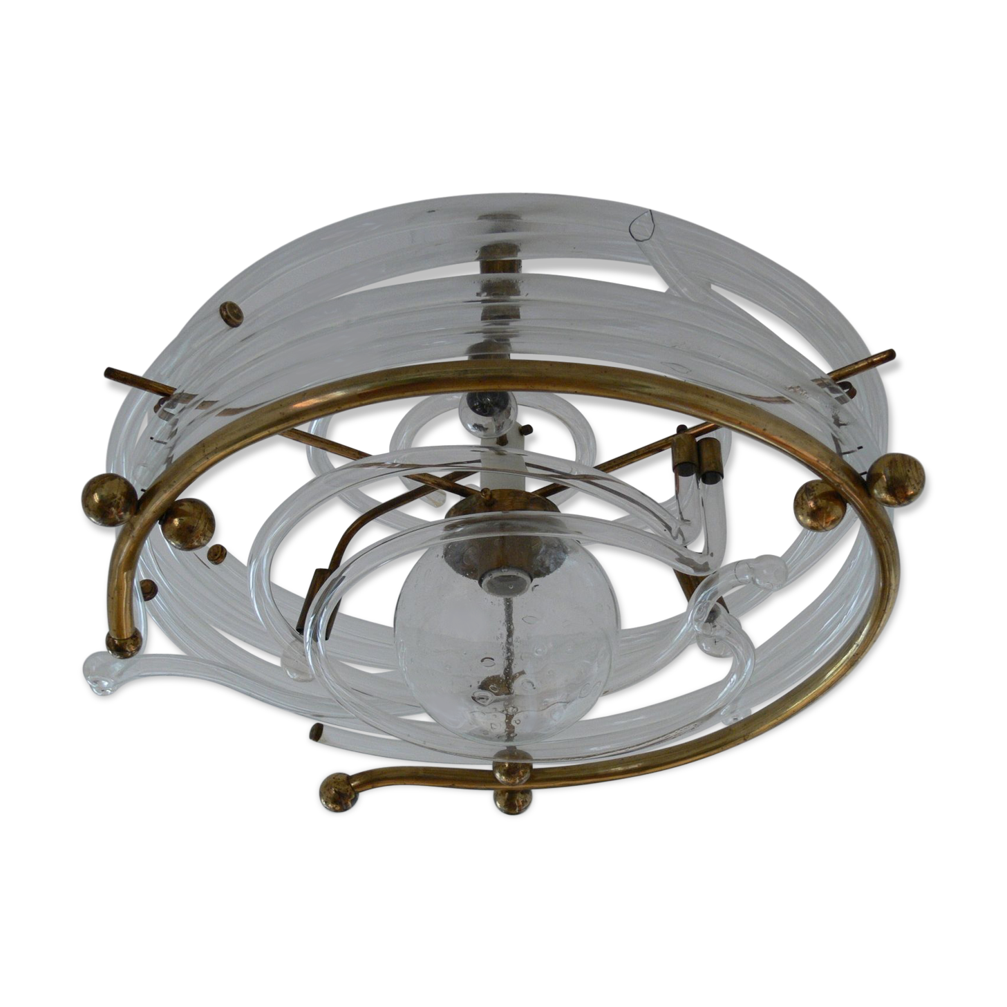 Vintage glass and brass ceiling light
