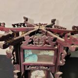 Carved wooden lantern and painted glass - China, Late 19th century
