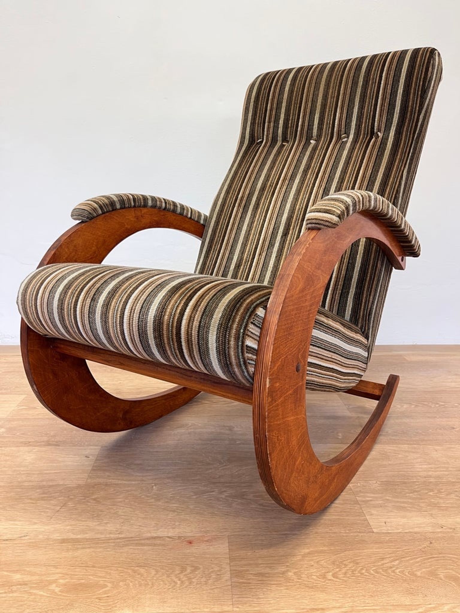 1940s rare design organic rocking chair - czechoslovakia