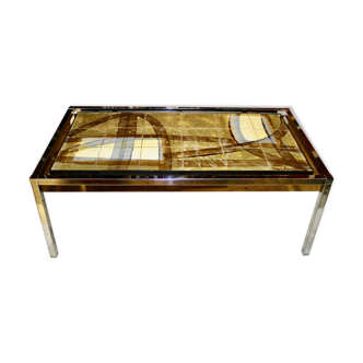 RARE CERAMIC AND STEEL COFFEE TABLE BY JULIETTE BELARTI