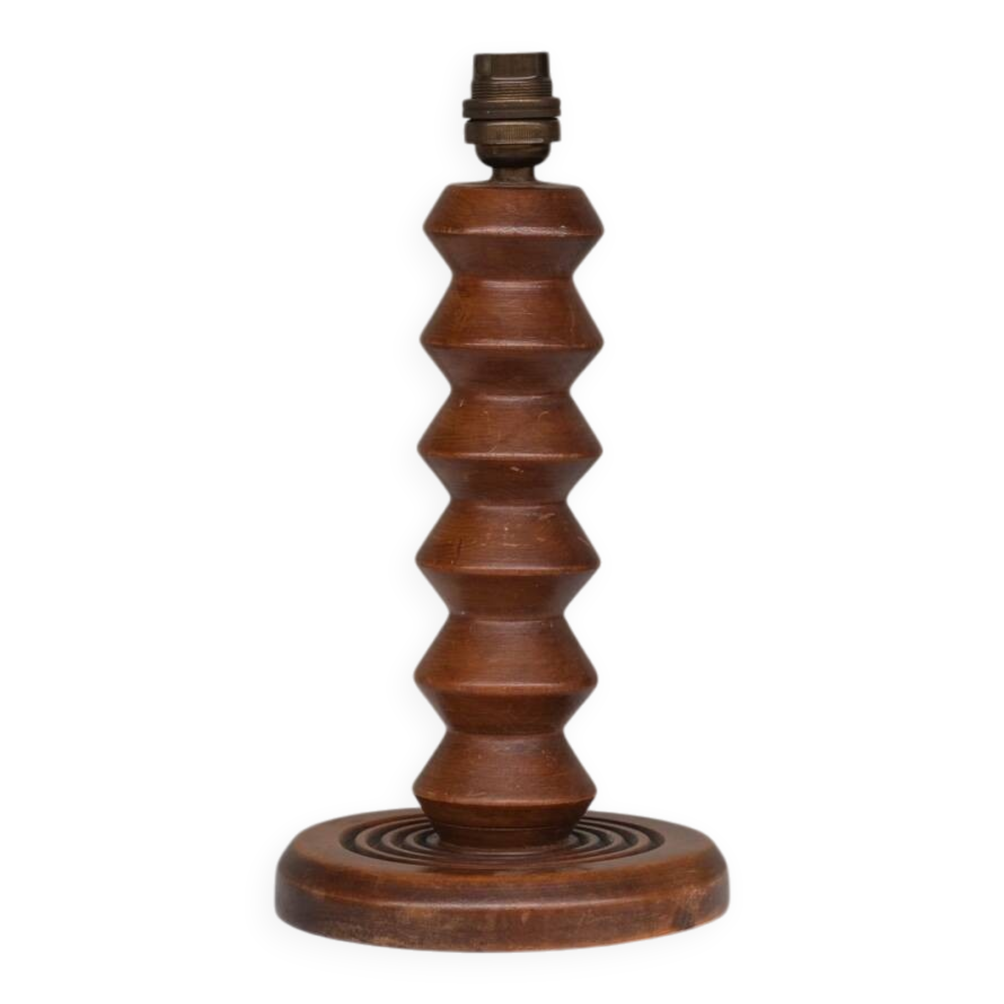 Deco Oak Turned Geometric Petite French Table Lamp