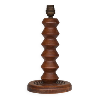 Deco Oak Turned Geometric Petite French Table Lamp