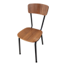 Chaise formica faux bois pieds acier vintage