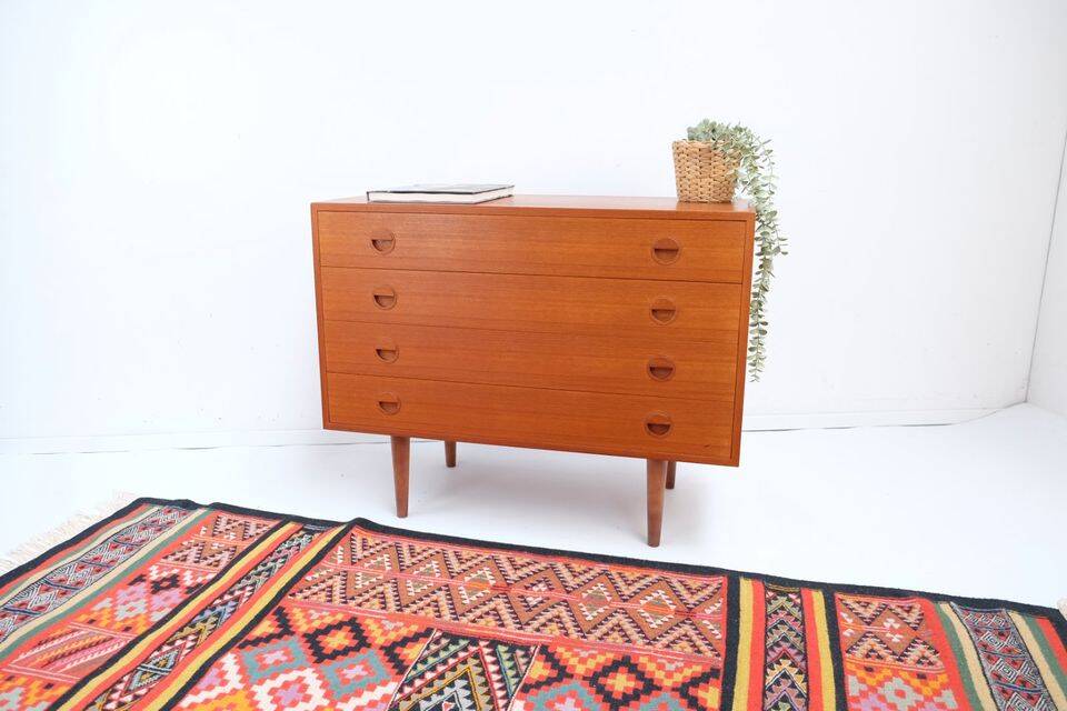 Commode vintage style années 60-70, motif teck, style rétro.