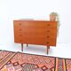 Commode vintage style années 60-70, motif teck, style rétro.