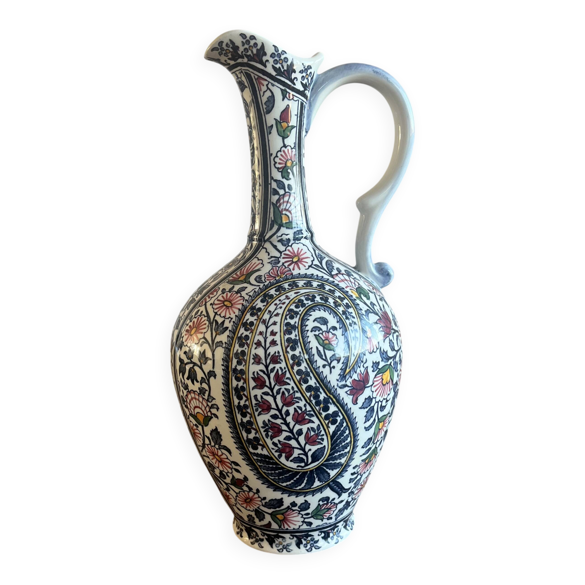 25 cm ewer in Gien earthenware with Kashmir decoration.