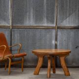 Table basse ronde en pin, Danemark 1960
