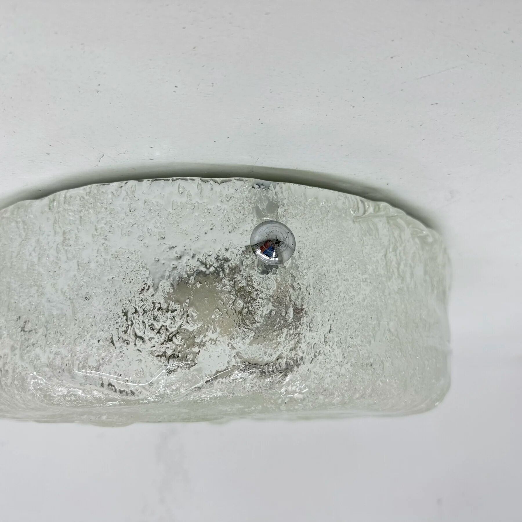 Mid-century Hillebrand iced glass ceiling lamp, 1970s