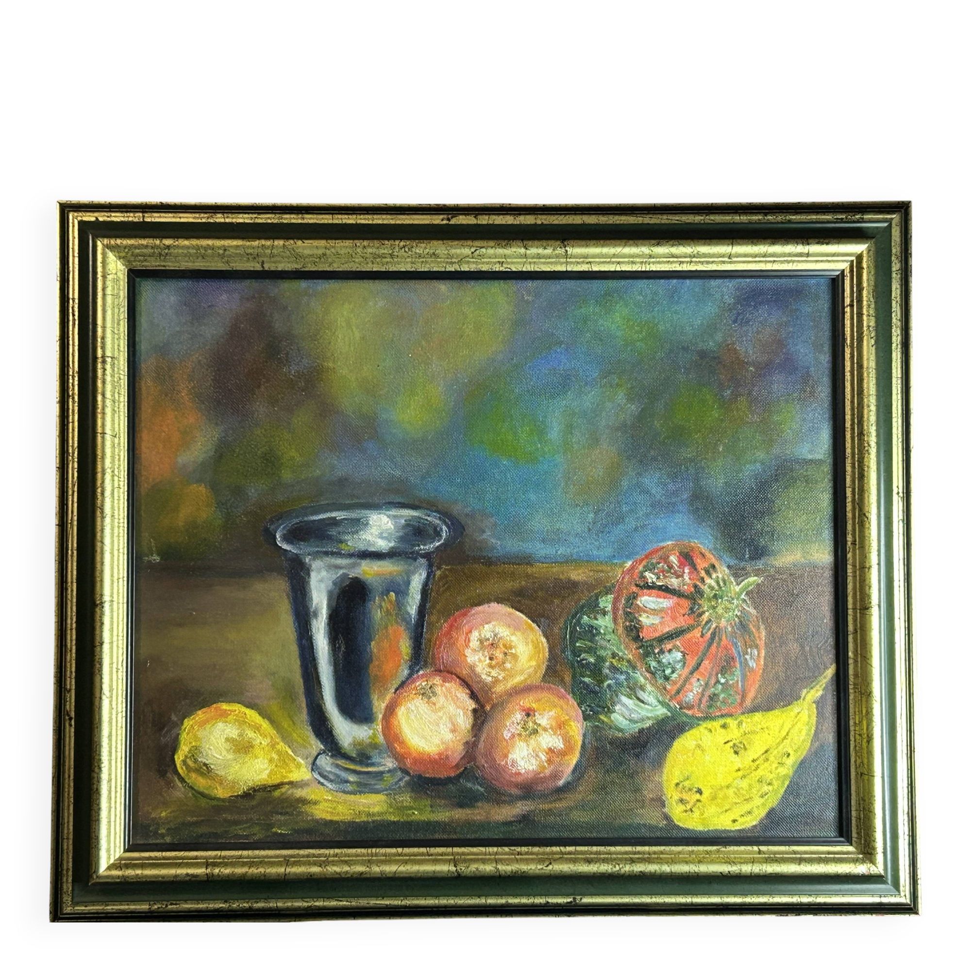 Modern School, 20th Century - Oil on canvas - Still life with fruit - 1999