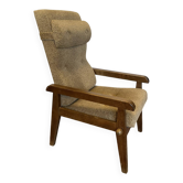 Vintage reclining armchair in wood and fabric – 1960s/70s