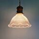 Large Holophane pendant light in clear grooved glass, 1920-30