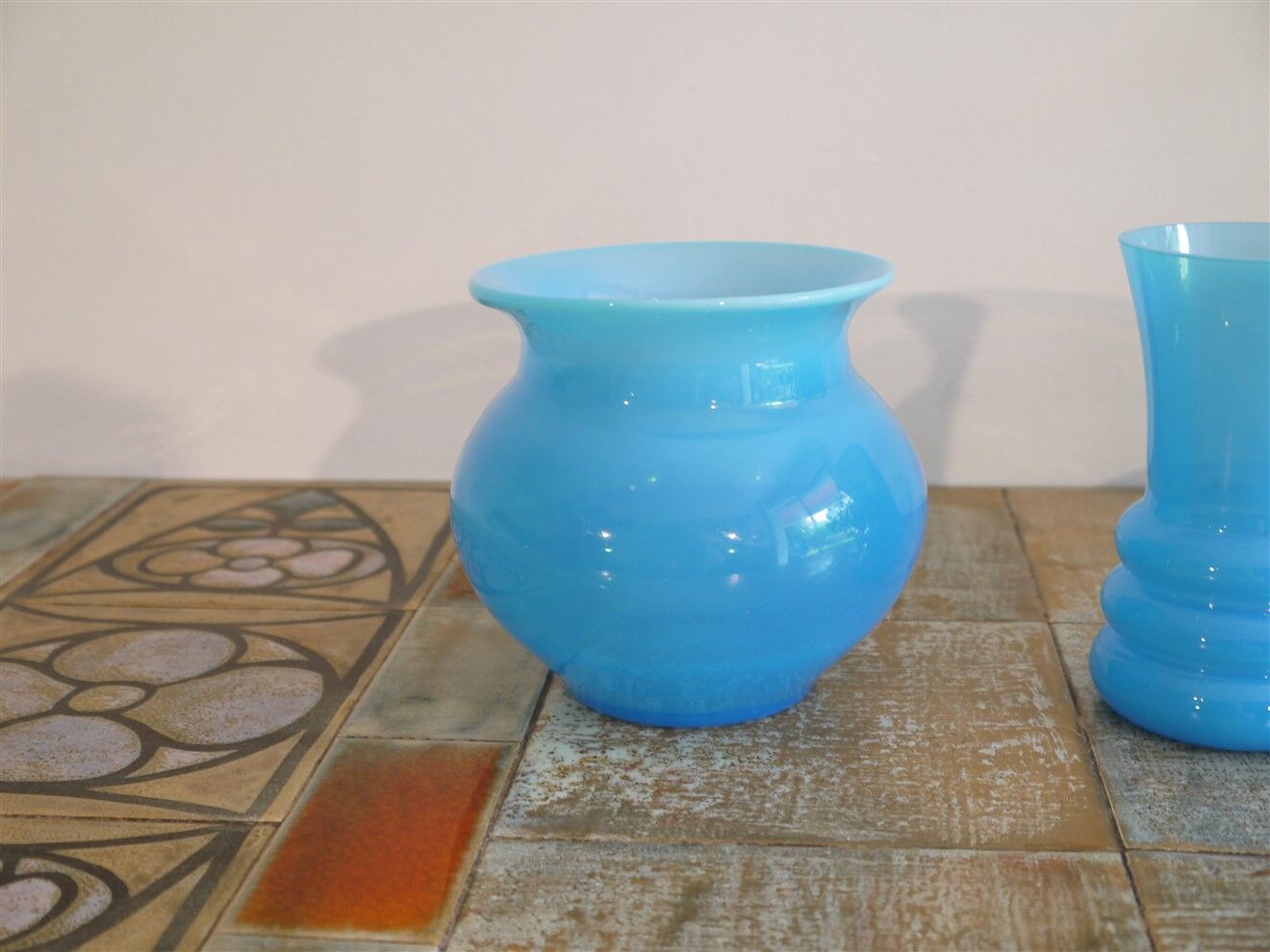 Set of Scandinavian opaline glass vases by Erik Hoglund 1960