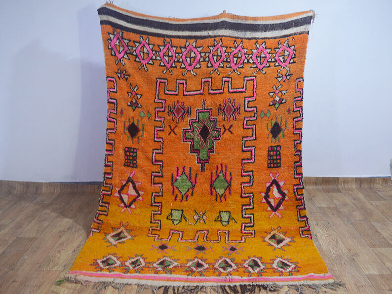 Vintage berber carpet orange 254 x 161 cm