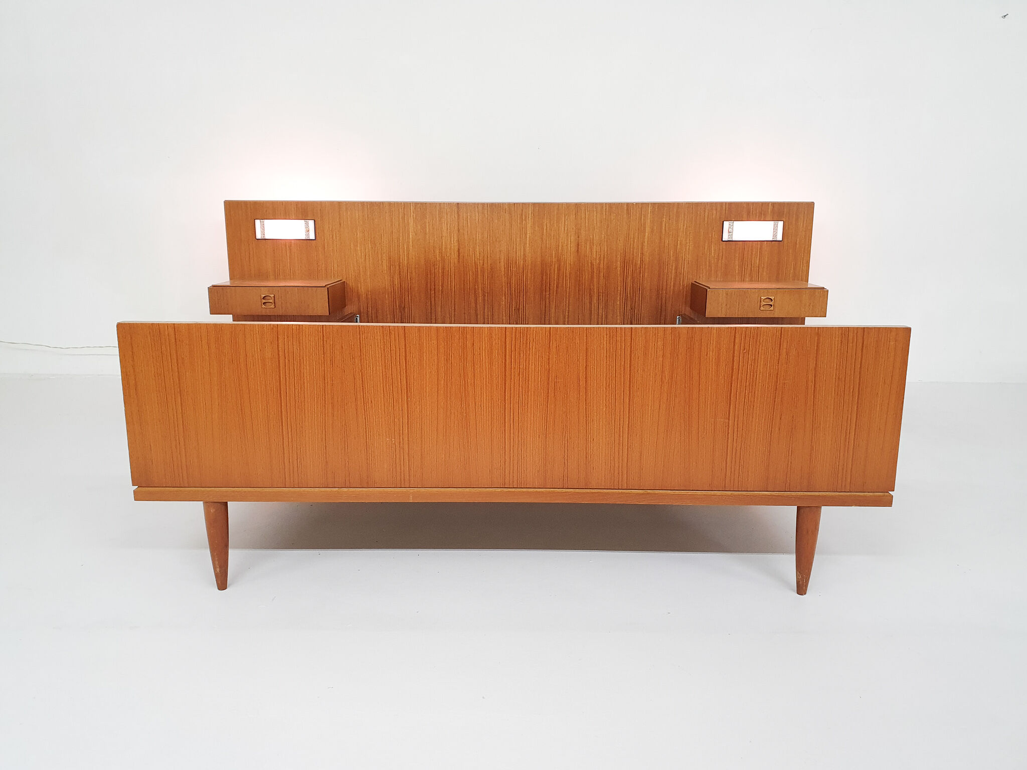 Scandinavian modern teak bed, Denmark 1950's