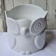 Cache pot chouette hibou céramique blanche