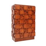 Brutalist Oak Wood Chest of Drawers with Sculptural Fronts, Italian Handcrafted