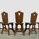 Vintage brutalist oak handmade farmhouse dining chairs, 1930s