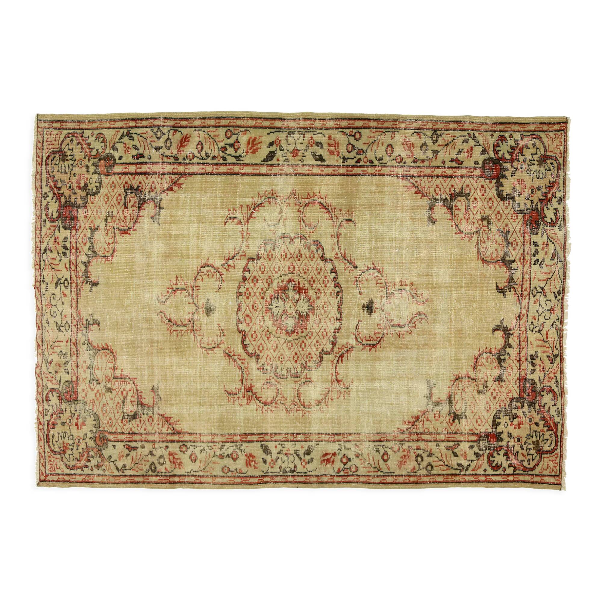 Anatolian handmade vintage rug 253 cm x 181 cm