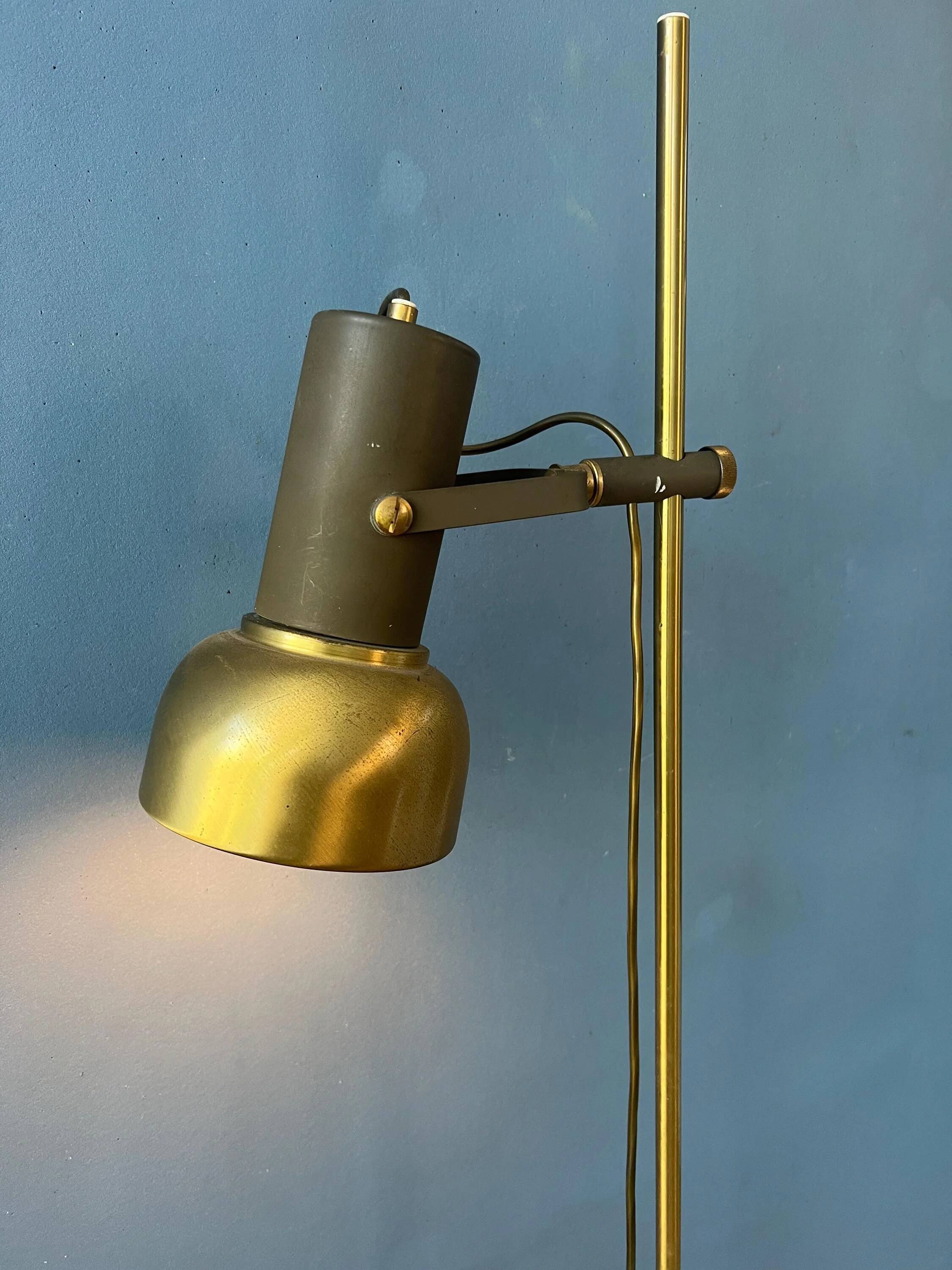 Lampadaire vintage en laiton avec spot orientable