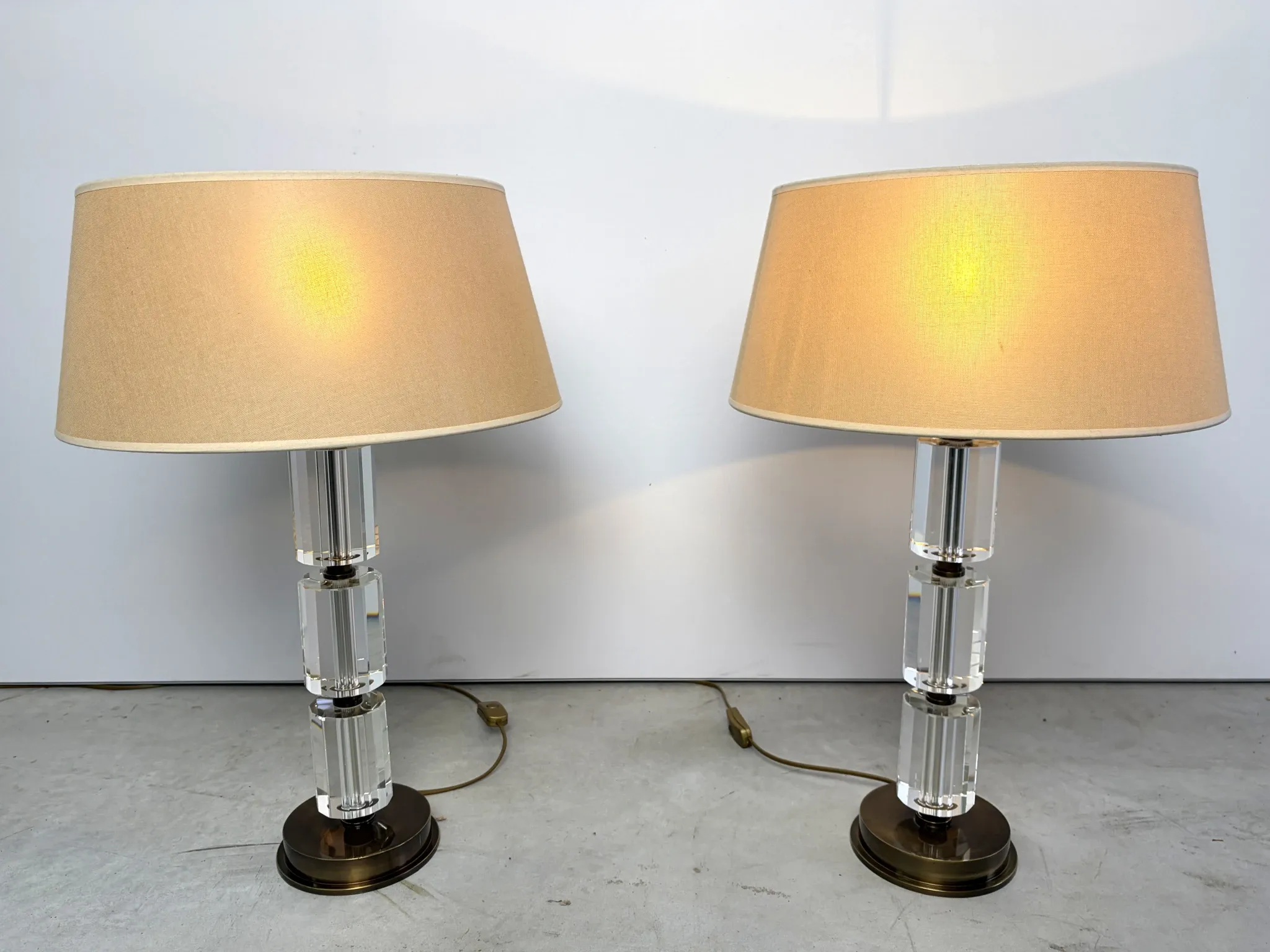Pair of vintage lucite table lamps, 1980s