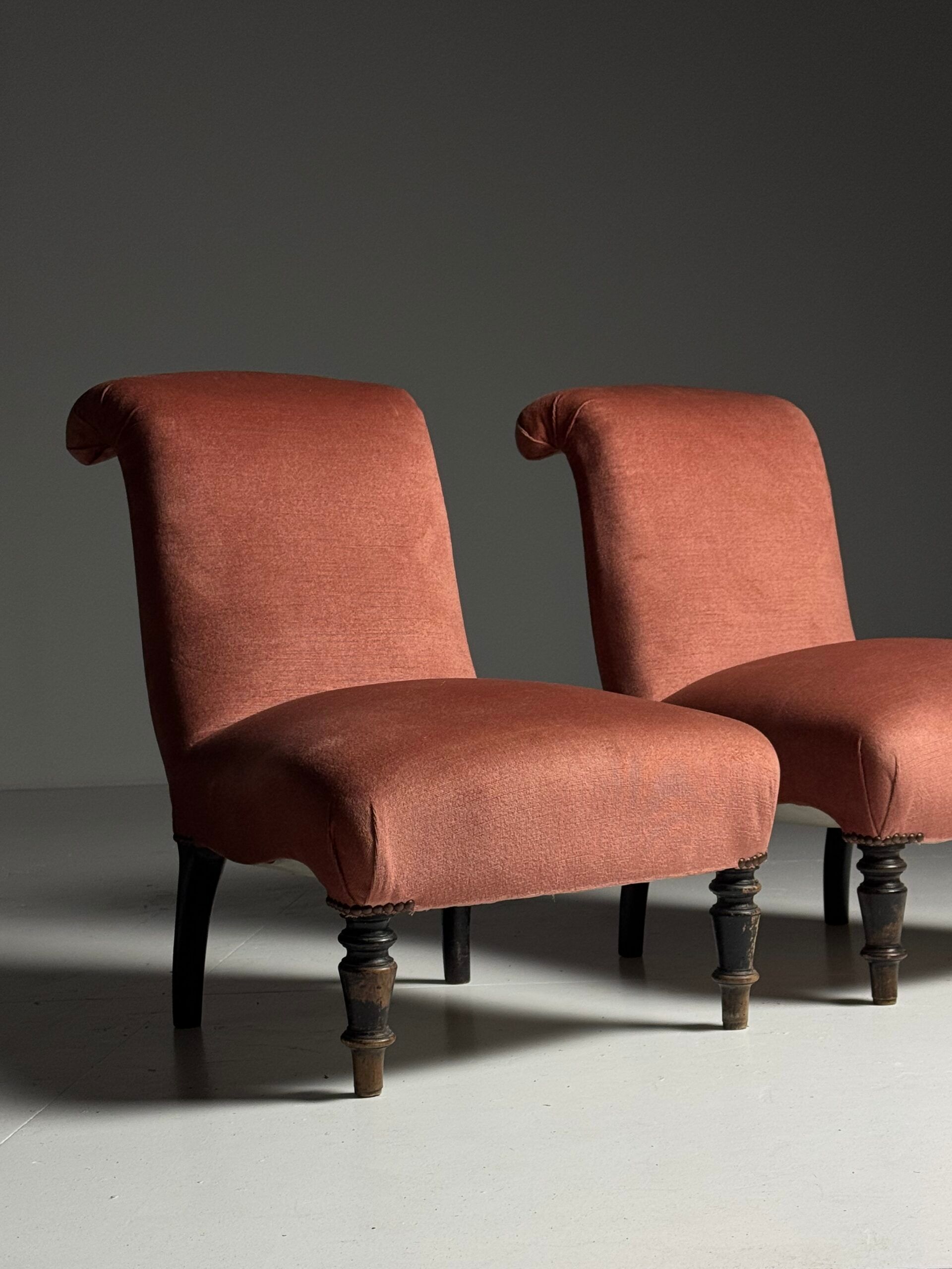 Ensemble de 2 fauteuils à pantoufles français vers 1900