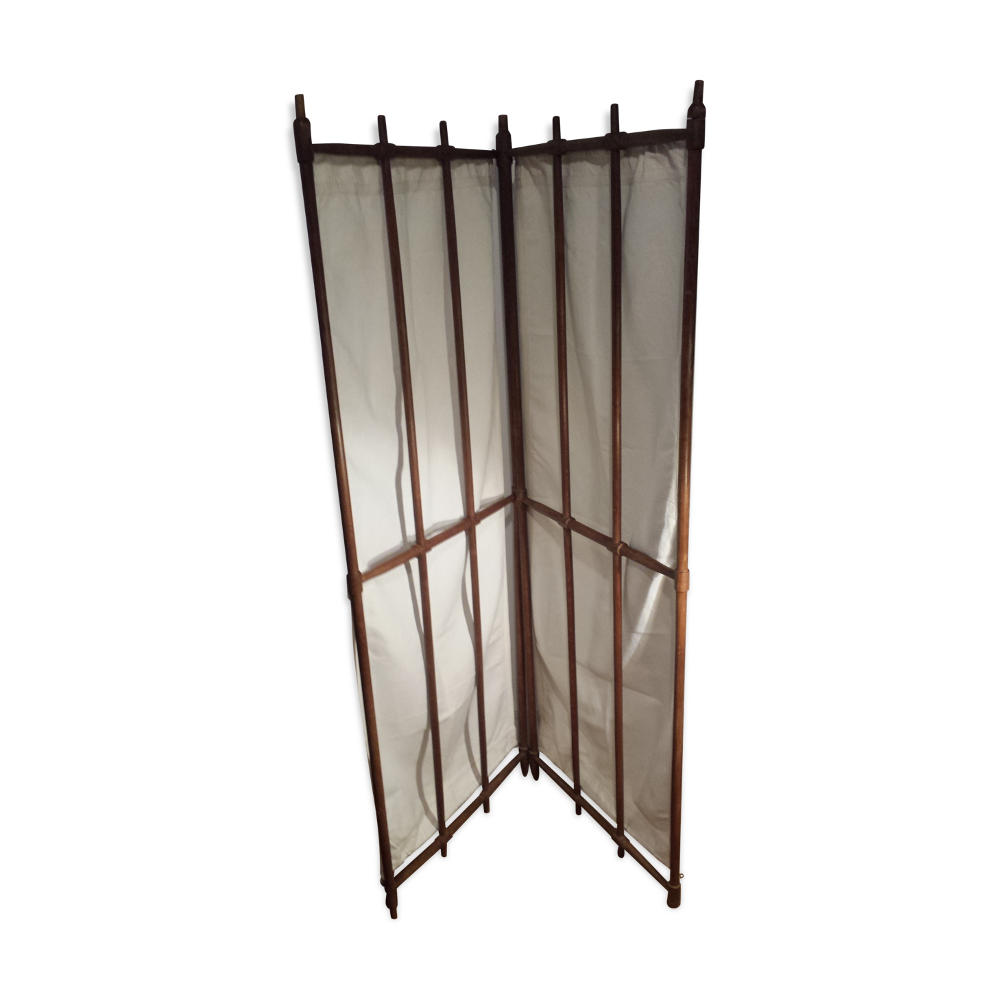 folding screen in wood and fabric