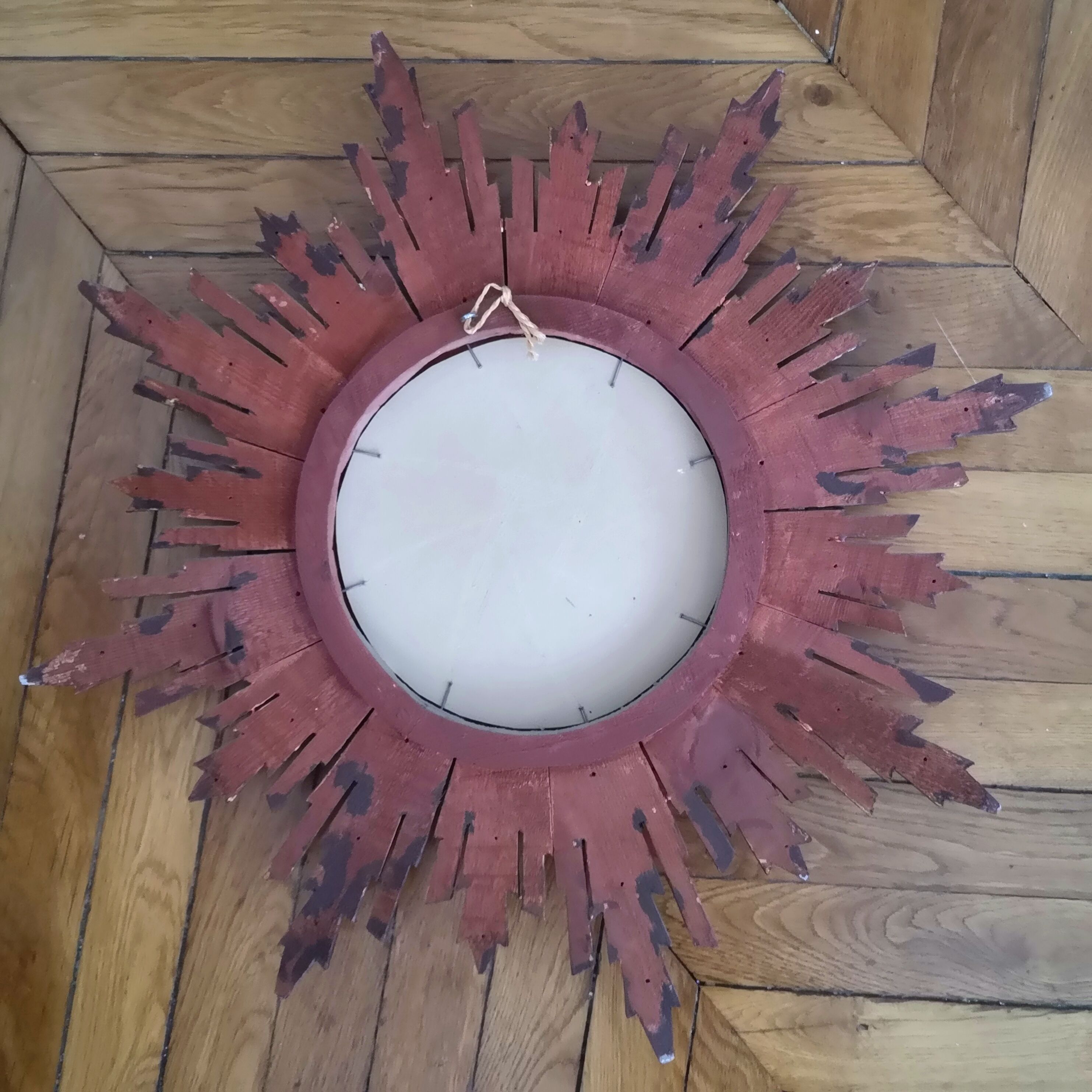 Mirror sun in wood gold and silver 64.5 x 64.5 cm