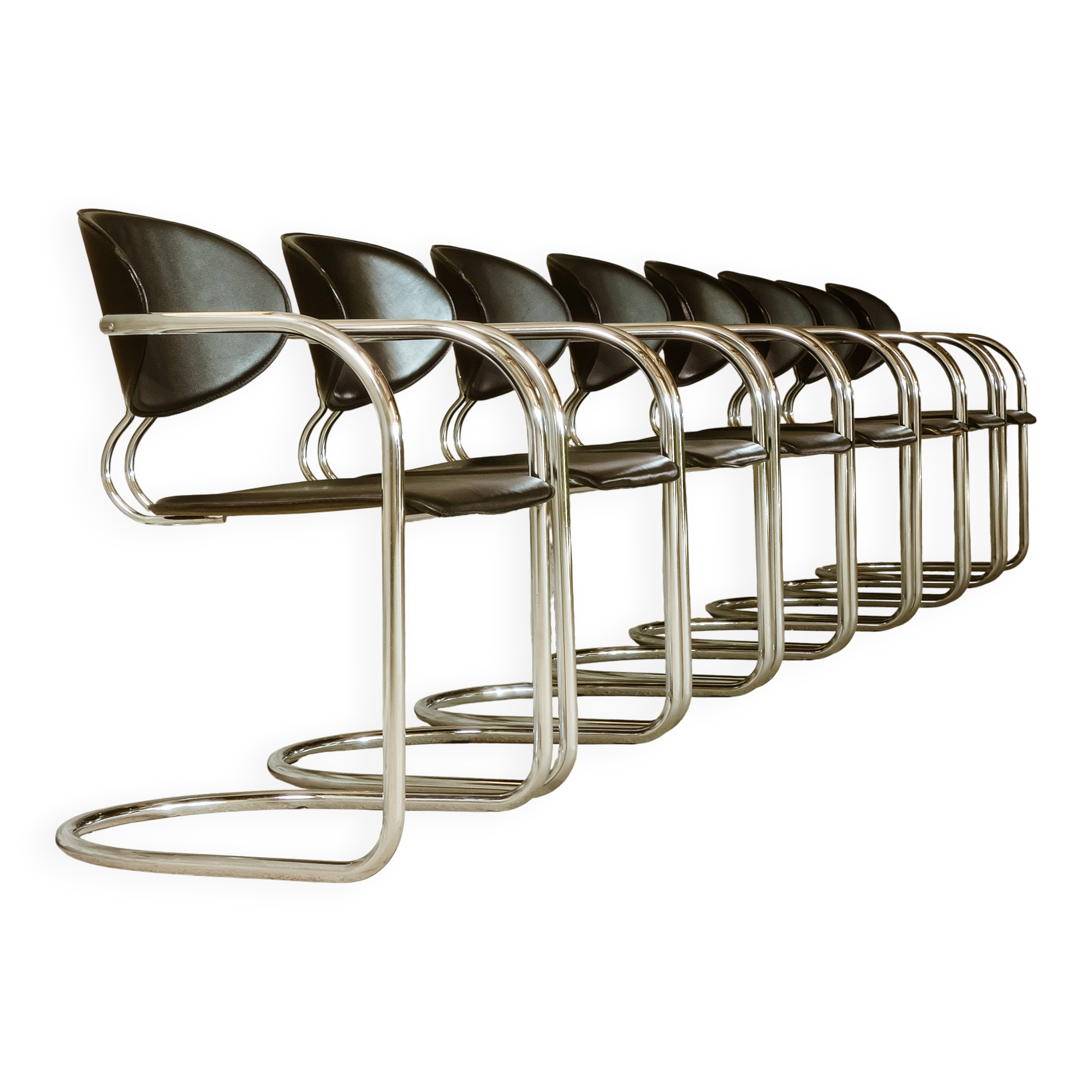 Effezeta (attributed) - Suite of eight cantilever armchairs - c. 1980 - Italy
