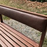 Duo of vintage church benches in solid beech