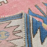 5x6 Blue & Pink Vintage Rug, Handmade Wool Turkish Rug, 141x184Cm