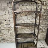 Set 1970 vintage bamboo display case plus shelf